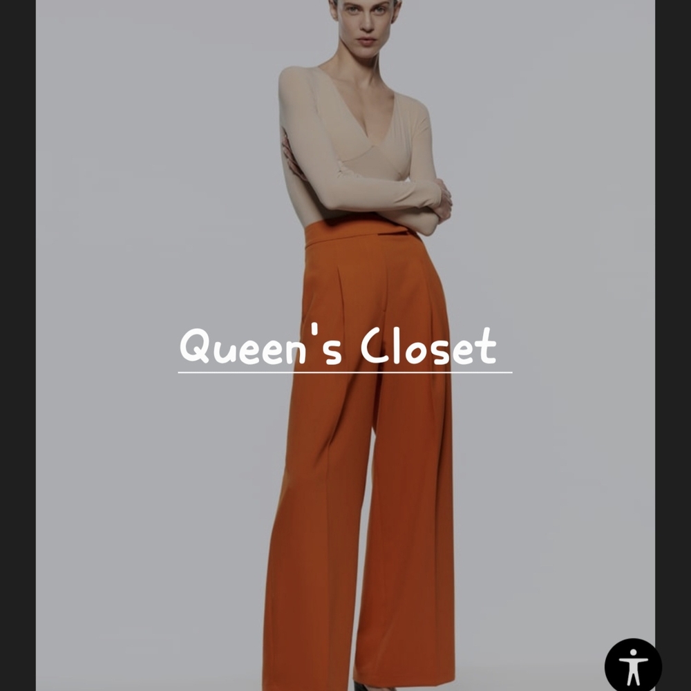 Zara: Bold Orange Wide-Leg Pants💥BRAND NEW